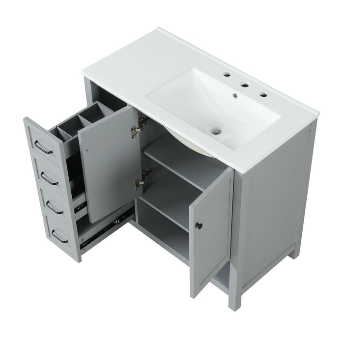 Bathroom Vanity With Sink Top, Bathroom Vanity Cabinet With 2 Doors And 2 Drawers, Open Shelf