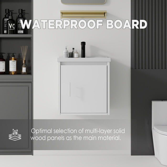 20" Floating Bathroom Vanity Combo With Wall Cabinet, Ceramic Sink & Soft Close Doors - White