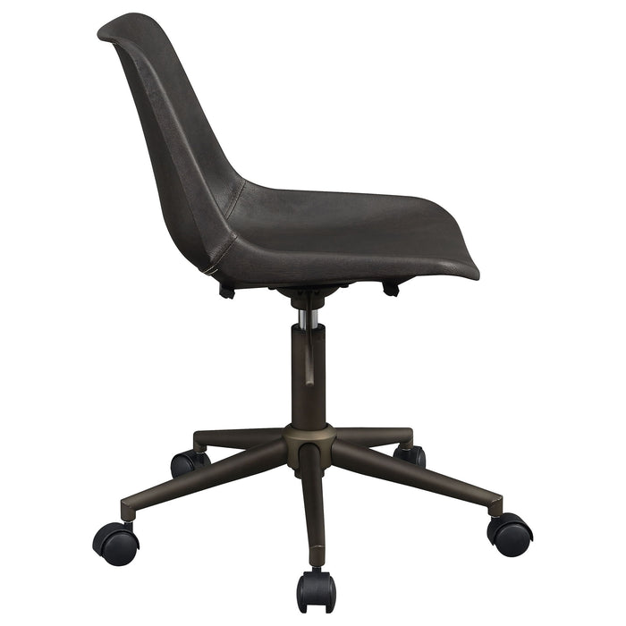 Ralston - Upholstered Adjustable Office Desk Chair With Ergonomic Design - Brown
