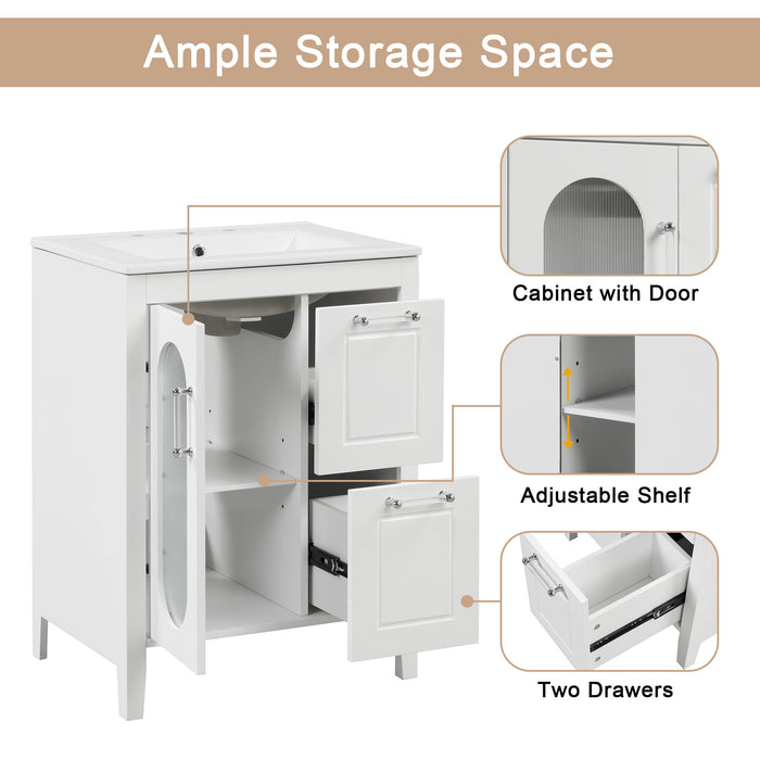 Modern Bathroom Vanity With Sink, Cabinet With 2 Drawers And Door, Adjustable Shelf