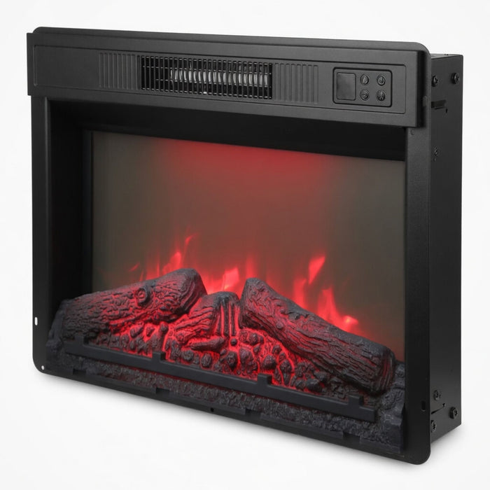 Electric Fireplace Insert Heater With Multicolor Flames, Remote Control - Black