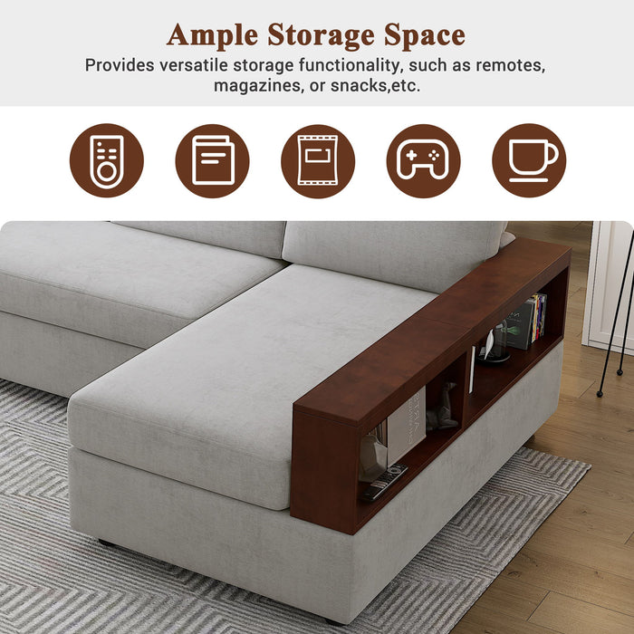 Sectional Sofa Upholstered Sofa Couch With Reversible Armrests For Living Room