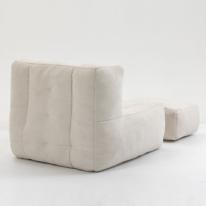 Modern Indoor Fluffy Bean Bag Chair With Memory Foam And Ottoman, Super Soft