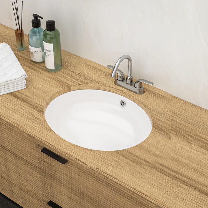 Elegant Ceramic Oval Undermount Bathroom Sink With Overflow