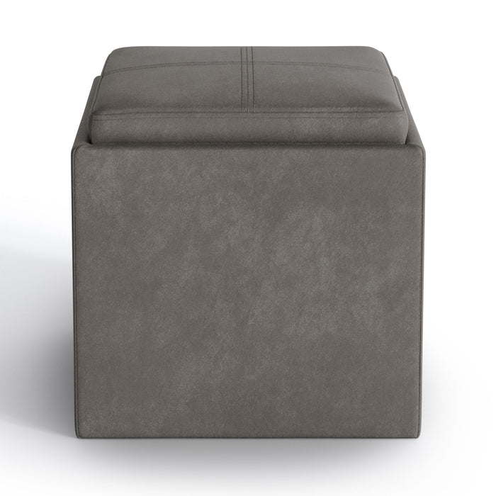 Rockwood - Upholstered Cube Storage Ottoman With Tray