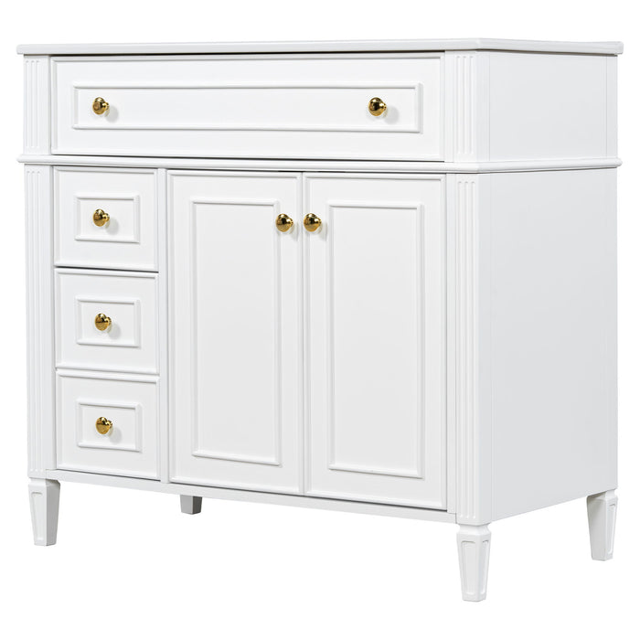 Bathroom Vanity With Sink, 3 Drawers & 2 Soft-Close Doors