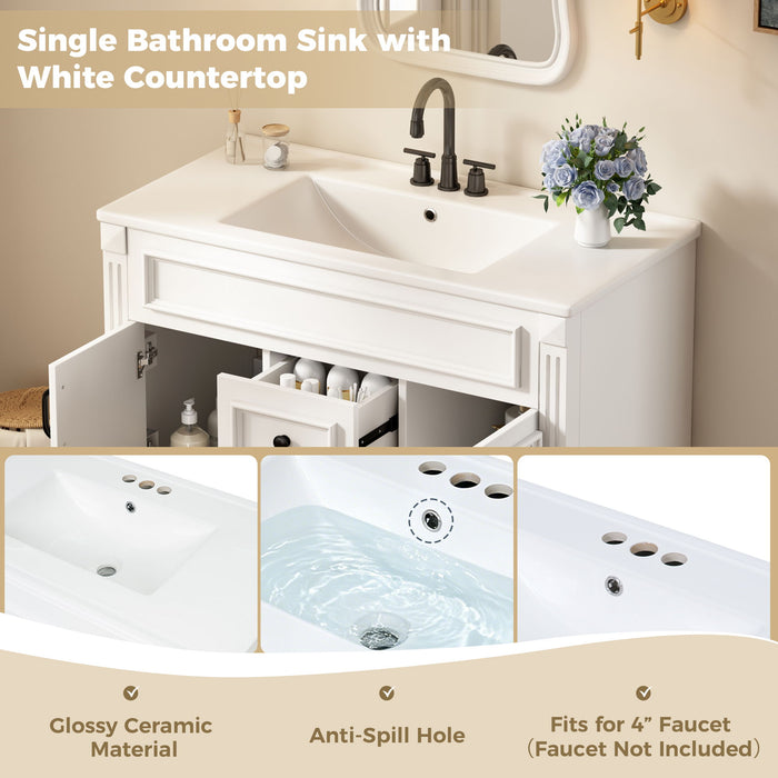 French Simple Style Wall Mounted Bathroom Cabinet With Sink