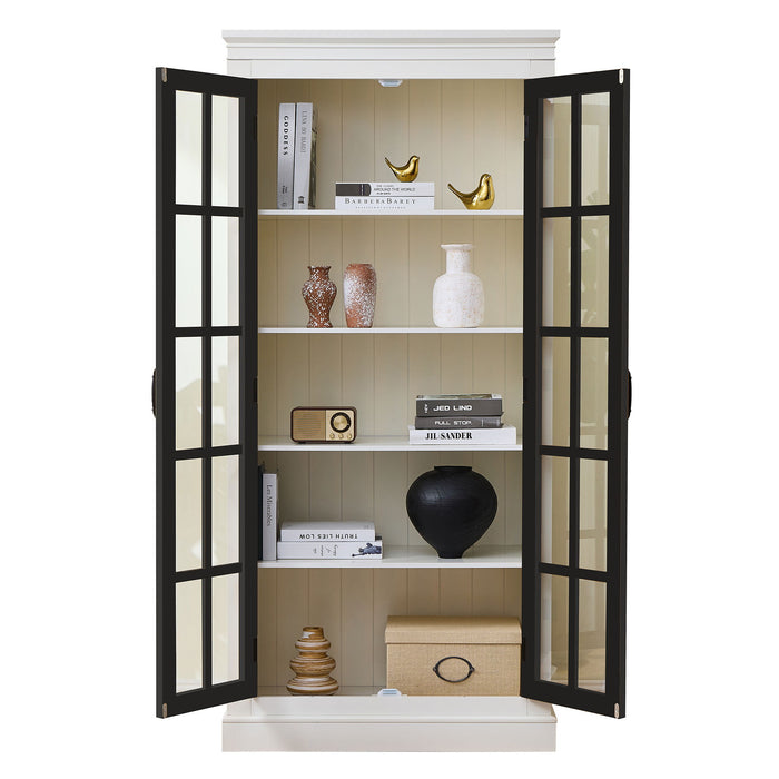 Rustic Style Display Cabinet With Glass Doors For Collectibles