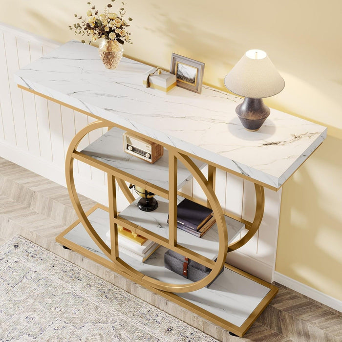 Console Table With 4 Tier Design For Living Hallway