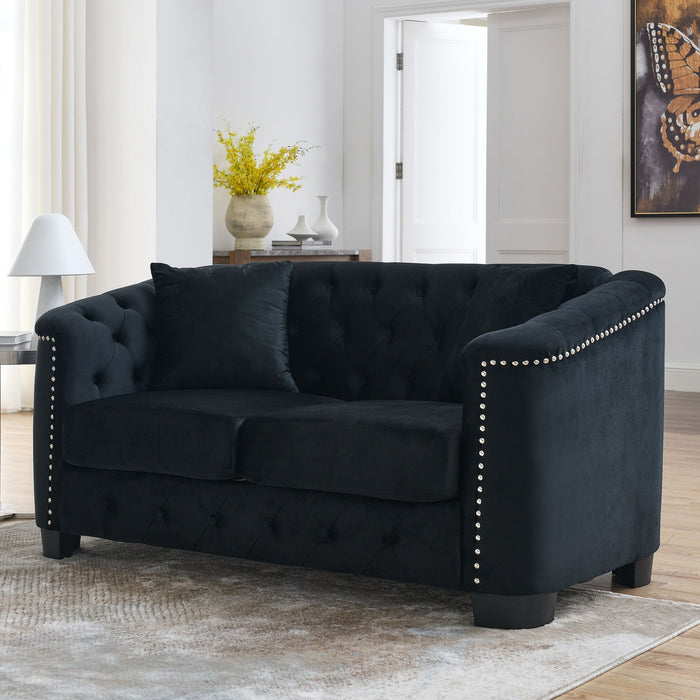 Modern Chesterfield Sofa With Tufted Backrest For Living Room
