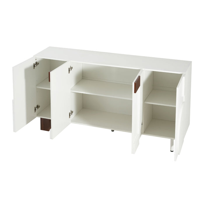 Sideboard Buffet Cabinet Wide Storage Unit With 4 Doors & Adjustable Shelves - White