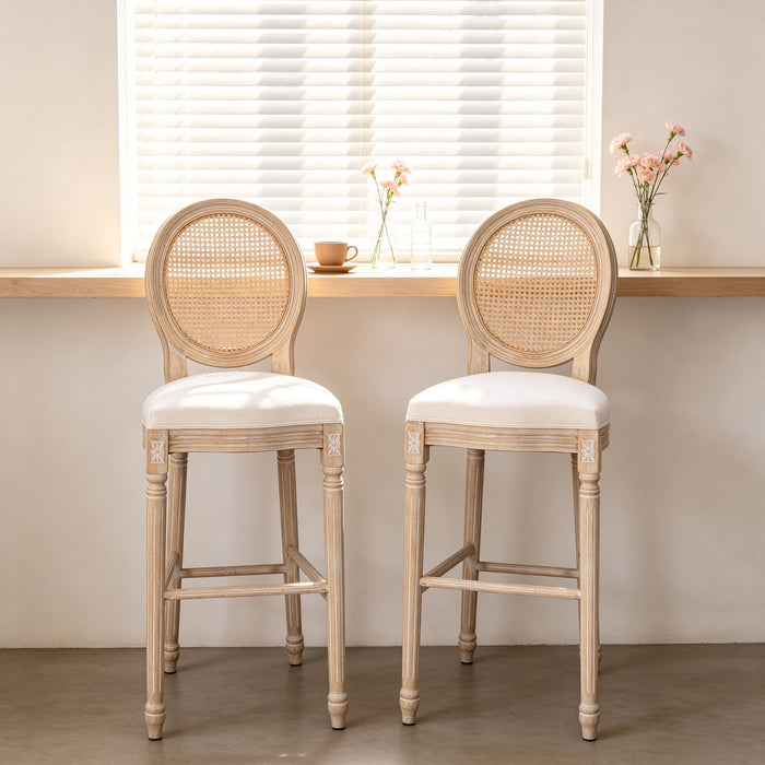 French Country Bar Chairs With Round Back (Set of 2)