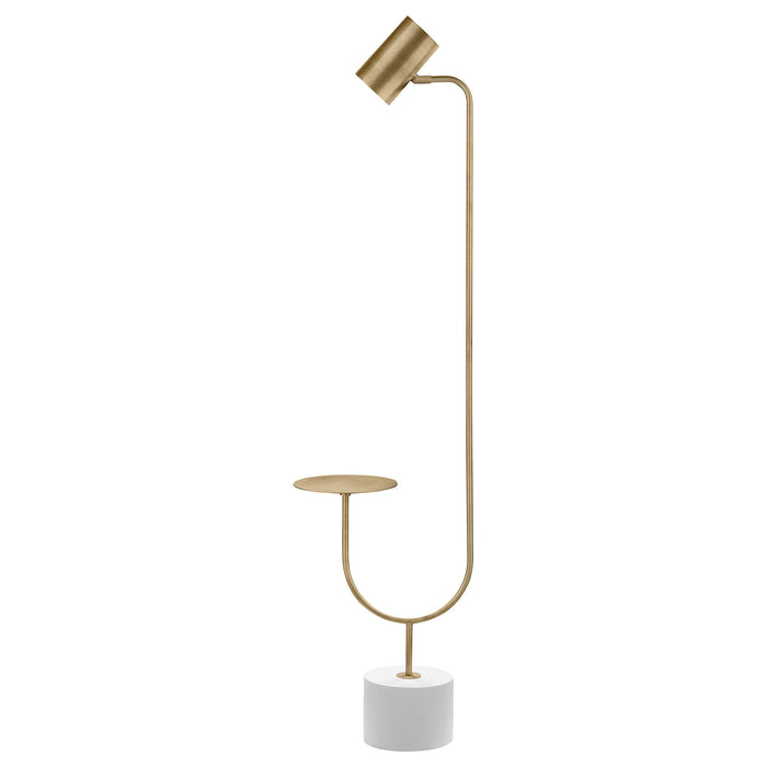 Corletta - Floor Lamp With Round Tray - Antique Brass