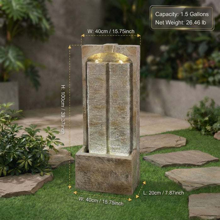 Modern Outdoor Water Fountain With LED Lights