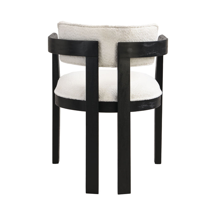Modern Boucle Fabric Dining Chair With Armrest