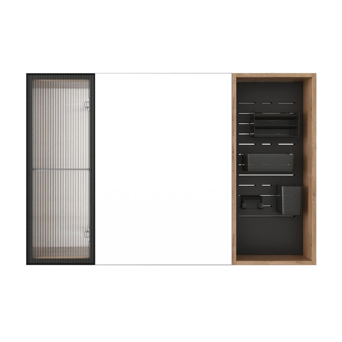 Wall Mounted Bathroom Cabinet, Adjustable Shelves Storage Cabinet - Imitative Oak
