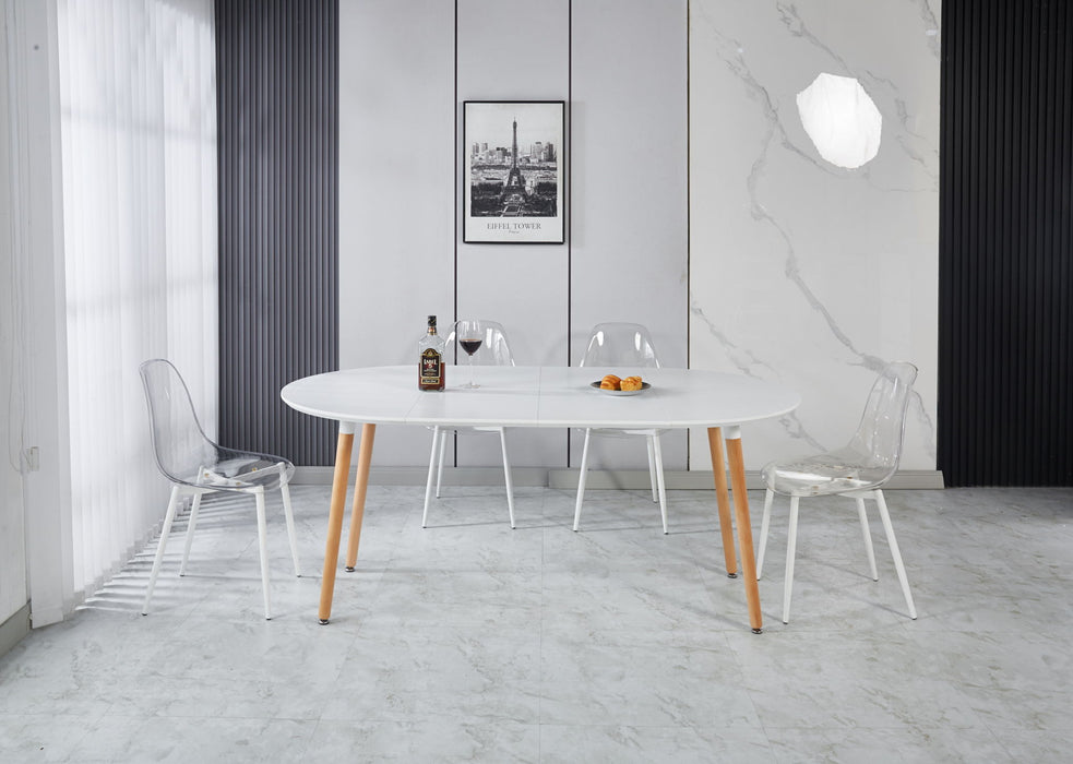 Extensible Table, Dining Table, Office Table, Coffee Table, Wood Leg - Matte White