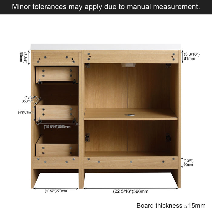 Freestanding Bathroom Vanity Set With Tall Linen Cabinet, 3 Drawers And Large Storage, Single Sink