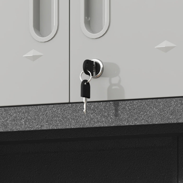 Metal Wall Mounted Tool Storage Cabinet With Locking Door, 1 Shelf & 1 Drawer