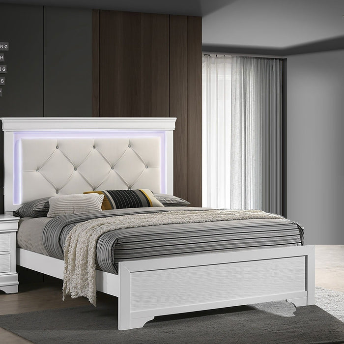Tufted Headboard Bed With LED Lighting