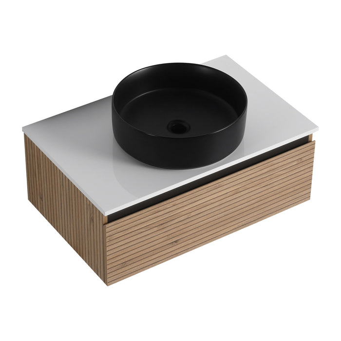 Wall Mounted Bathroom Vanity With Art Sink & 1 Soft Close Drawer