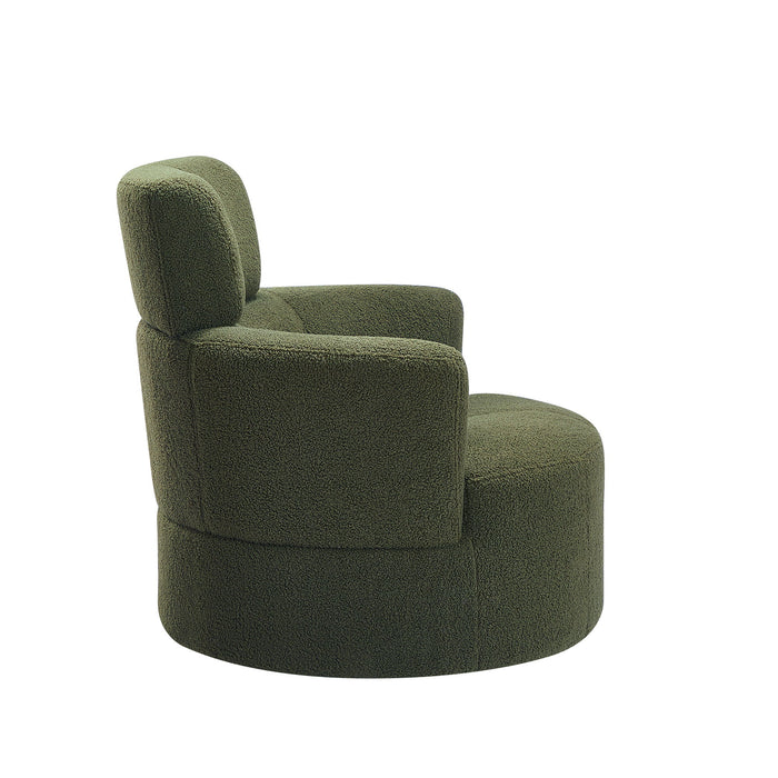 360° Swivel Chair Upholstered Accent Barrel Chair With Adjustable Headrest