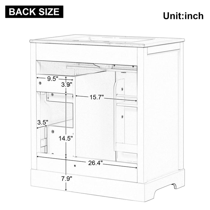 Bathroom Vanity With Sink Top, Cabinet With Door And 2 Drawers - White