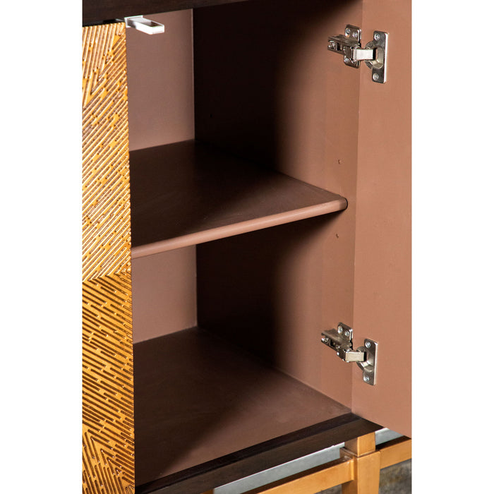 Capri - 4 Door Accent Cabinet - Brown / Gold