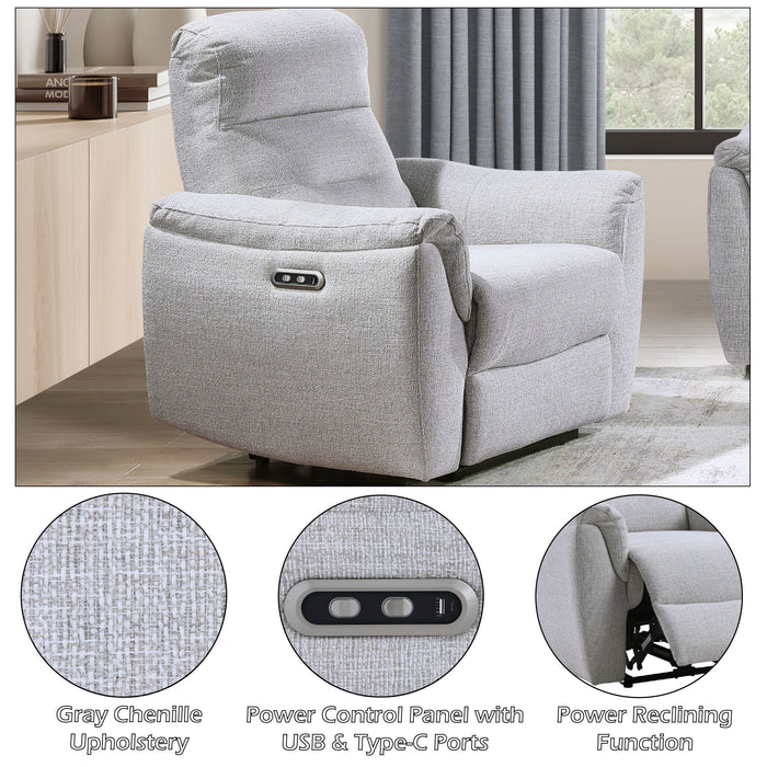 Eastre - Power Motion Recliner With USB Port - Gray