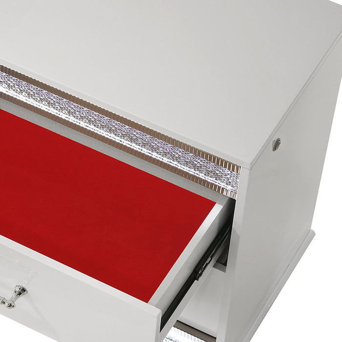 Glam - 2 Drawer Nightstand With LED Lighting - White