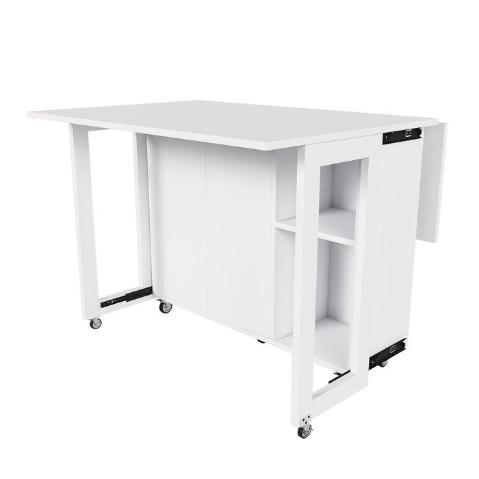 3 In 1 Foldable Side Table With 4 Storage Shelves