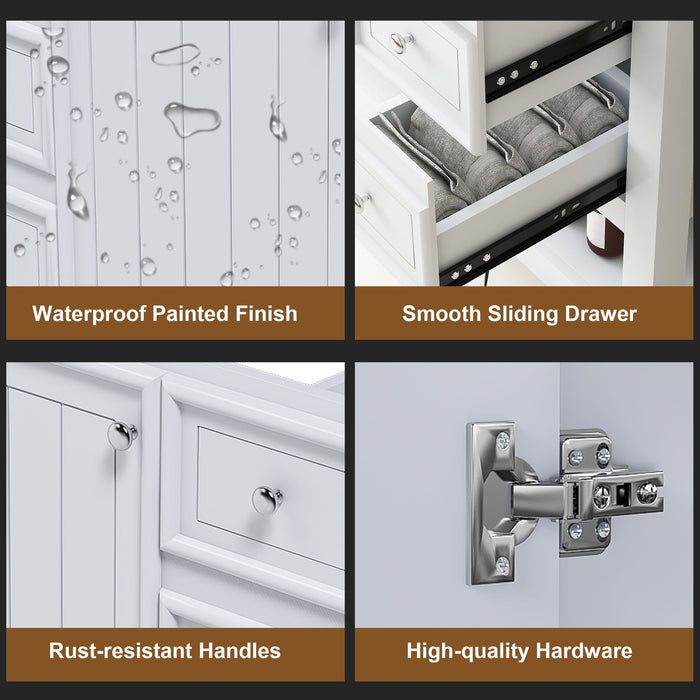 Bathroom Vanity Set With 3 Drawers And Storage Cabinet - White