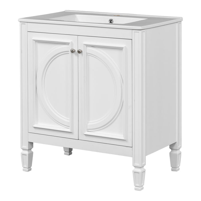 Double Sink Bathroom Vanity Set With Wall Mount Mirror Cabinet