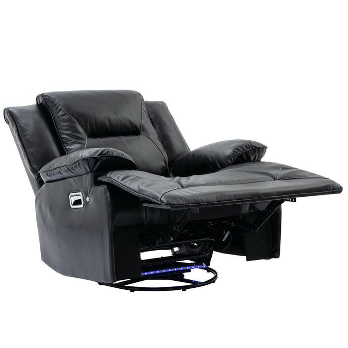 360° Swivel And Rocking Home Theater Recliner Manual Recliner Chair With A LED Light Strip For Living Room