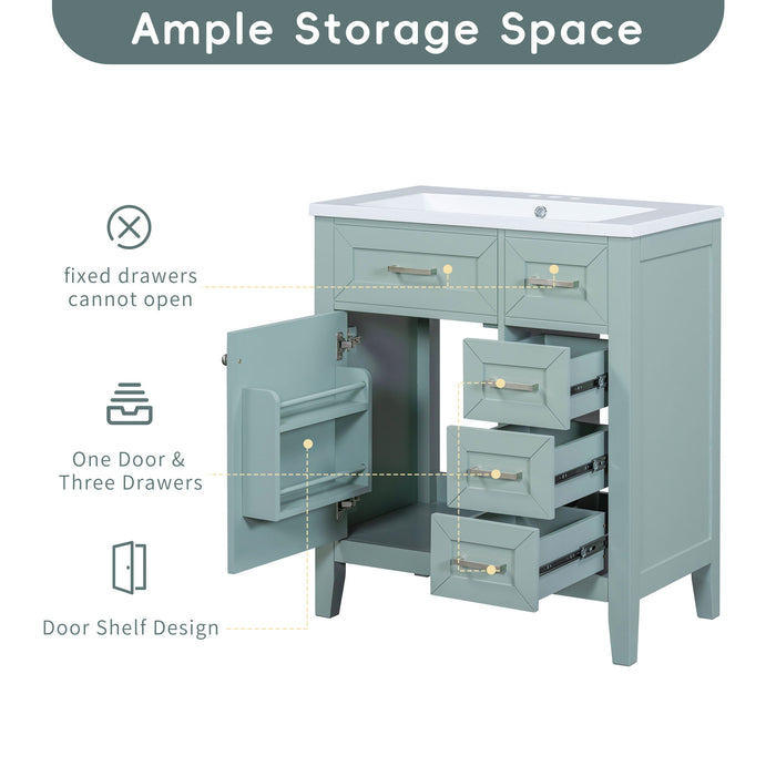 Modern Bathroom Vanity With Sink Combo, 3 Drawers, Undermount Drop-In Sink