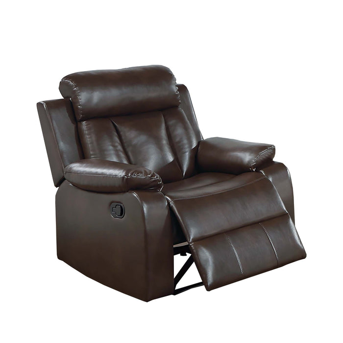 Leatherette Recliner With Pillow Arms And Headrest For Living Room - Brown