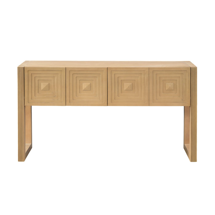 Geometric Carved Console Table With 3 Soft Close Drawers