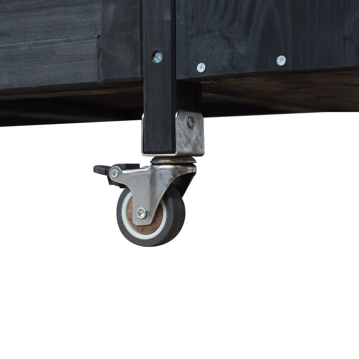 Foldable Outdoor Kitchen Island With Lockable Wheels, Storage Cabinet And Towel Rack For Patio