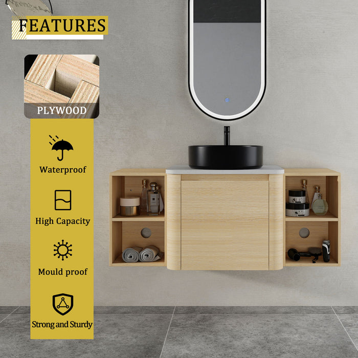 Mounted Bathroom Vanity With Art Sink, 2 Storage Shelves, Soft Close Door