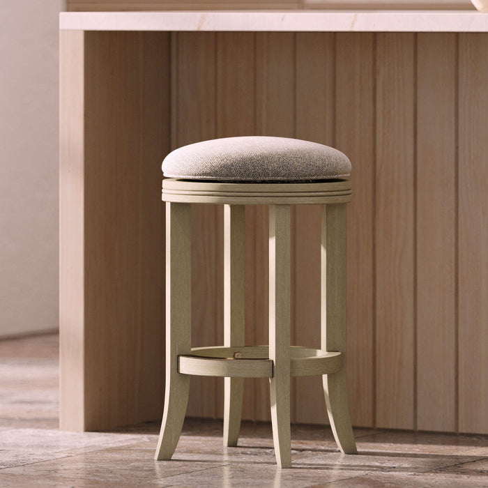 Backless Swivel Stool With Upholstered Seat