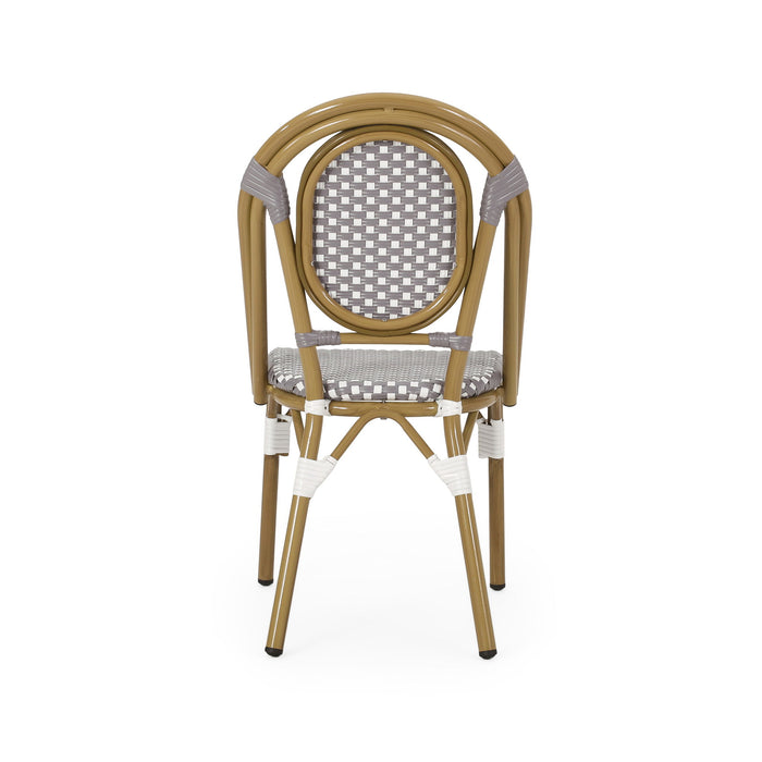 Outdoor Rattan And Aluminum French Bistro Chair Set