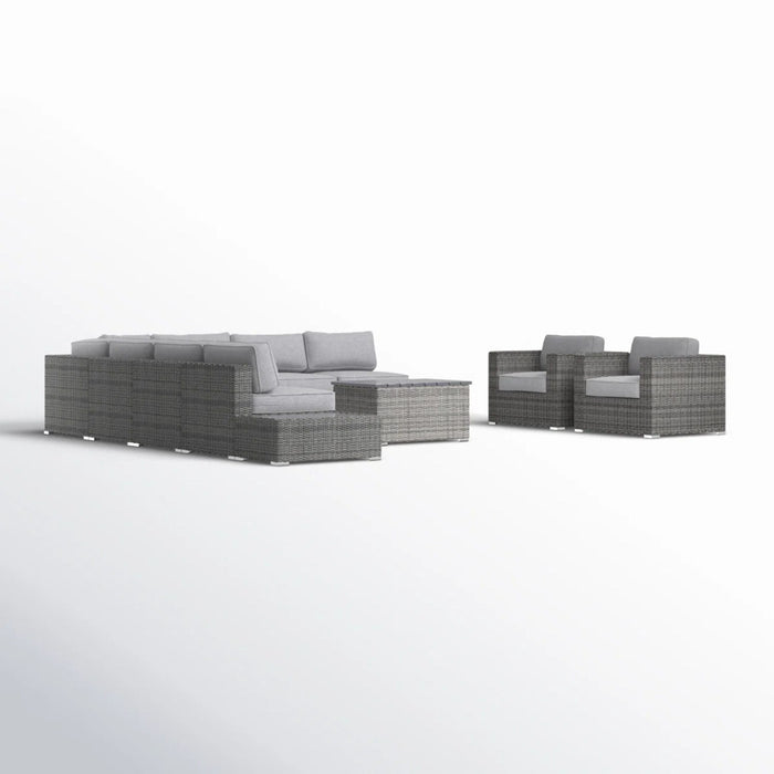 Wicker Sectional Seating Group With Plush Cushions