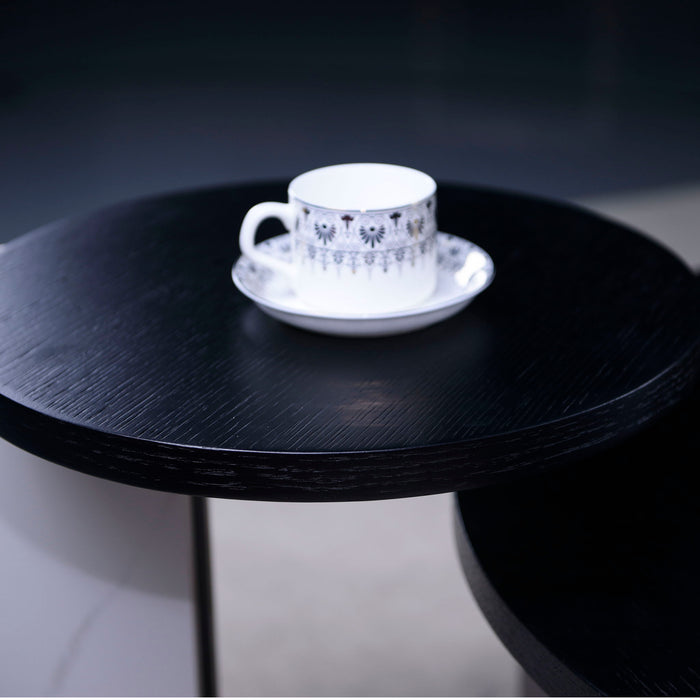 Round Coffee & End Table Set - Black