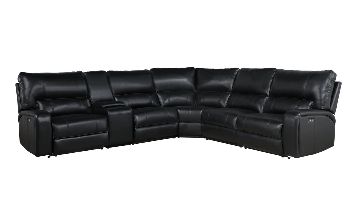 Saul - Power Recliner Sectional Sofa With USB Port Cupholder Console
