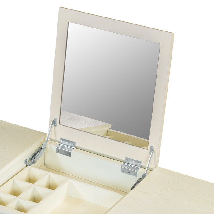 Multi Functional 2 In 1 Vanity Desk With Flip Top Mirror Material - White Oak