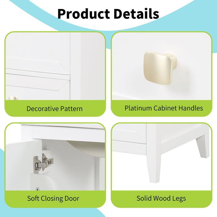 Bathroom Vanity With Sink, Soft Closing Cabinet Door, Storage Rack And Drawer