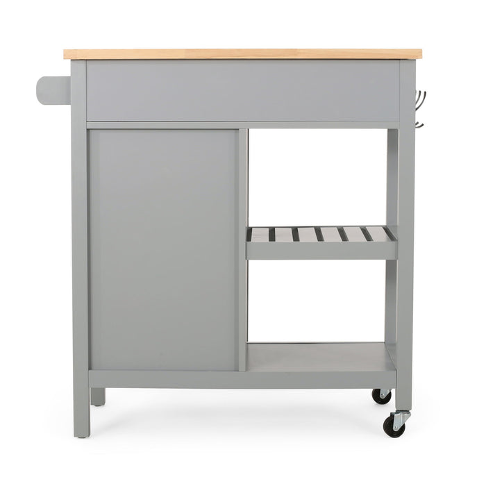 Aidah - Contemporary Kitchen Cart With Wheels - Gray