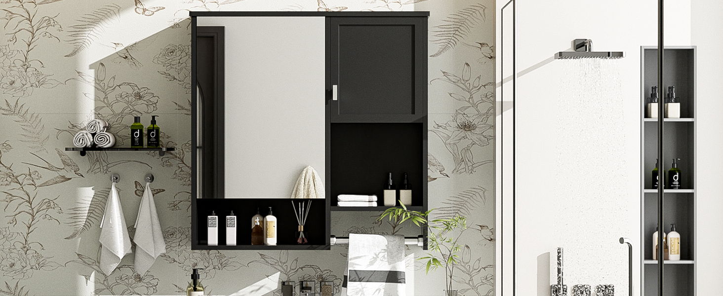 Modern Wall Mounted Bathroom Medicine Cabinet, Bathroom Wall Storage Cabinet With Mirror
