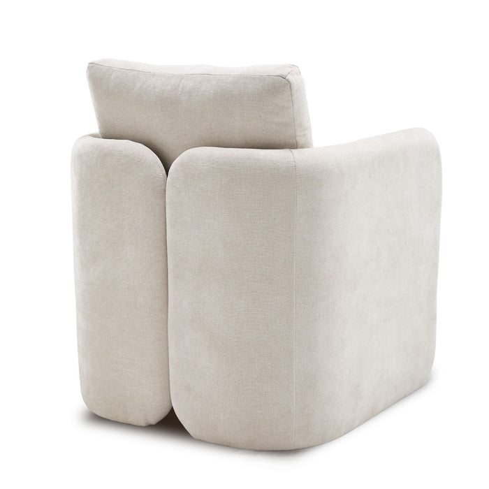 Armchair With Low Profile Curved Frame - Beige
