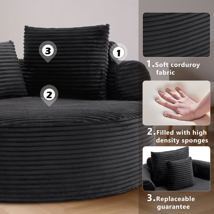 Round Sofa Bed With 3 Pillows For Living Room